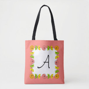 Tote Bag Monogramme rose Carré Citrus sur fourre-tout