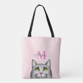 Tote Bag Monogramme Rose Chaud Et Gris Sur Le Visage De Cha (Dos)