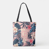 Tote Bag Monogramme rose des fleurs tropicales (Dos)