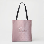Tote Bag Monogramme rose élégant écriture moderne  (Devant)