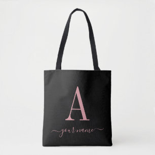 Tote Bag Monogramme rose élégant Simple, minimaliste modern