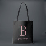 Tote Bag Monogramme rose élégant Simple, minimaliste modern<br><div class="desc">Élégant Monogramme rose Simple, moderne minimaliste Sac fourre-tout élégant (les couleurs peuvent être modifiées) design monographique personnalisé qui peut être personnalisé avec une initiale et un nom dans le script. Un cadeau parfait pour votre mariage - servante d'honneur, demoiselles d'honneur, mères de la mariée et du marié, et fille de...</div>