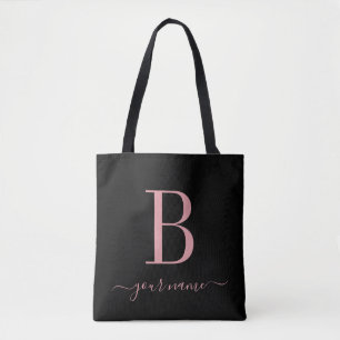 Tote Bag Monogramme rose élégant Simple, minimaliste modern