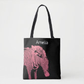 Tote Bag Monogramme rose et noir Zèbre (Devant)
