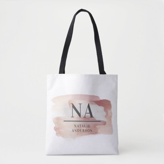 Tote Bag Monogramme rose girly rose moderne design (Devant)