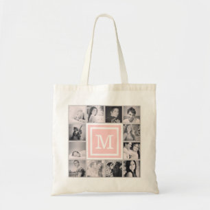 Tote Bag Monogramme rose Instagram Photo Collage