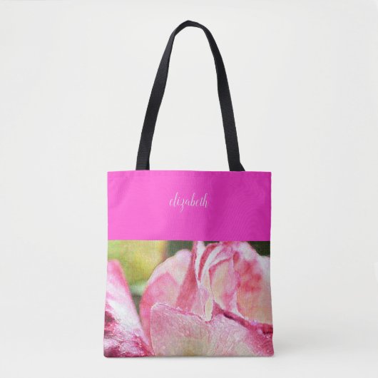 Tote Bag Monogramme Rose moderne (Devant)