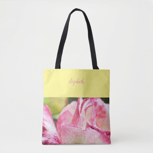 Tote Bag Monogramme Rose moderne (Devant)