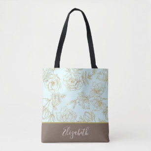 Tote Bag monogramme rose or menthe