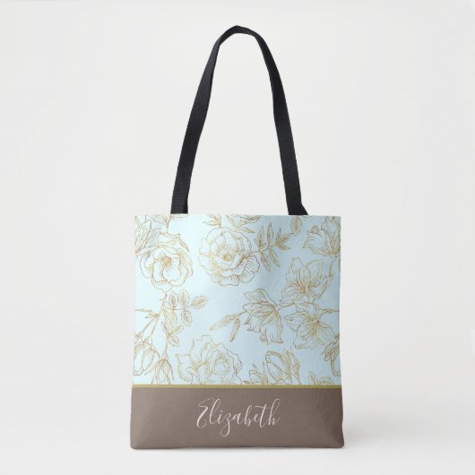 Tote Bag monogramme rose or menthe (Devant)