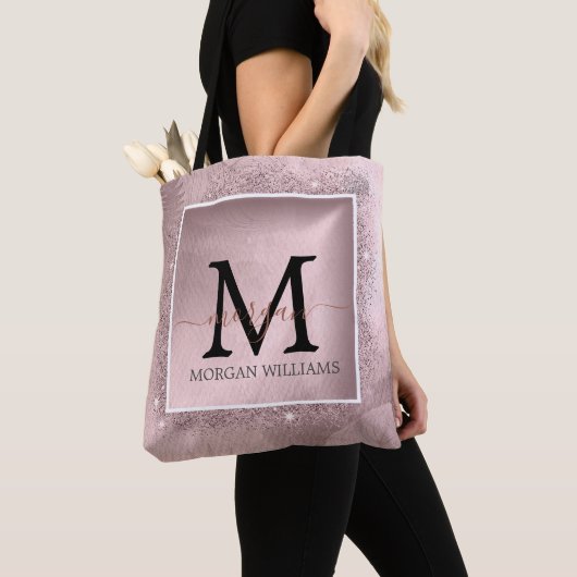 Tote Bag Monogramme rose Parties scintillant or (De près)