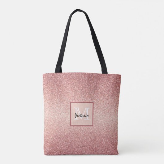 Tote Bag monogramme rose parties scintillant or (Dos)