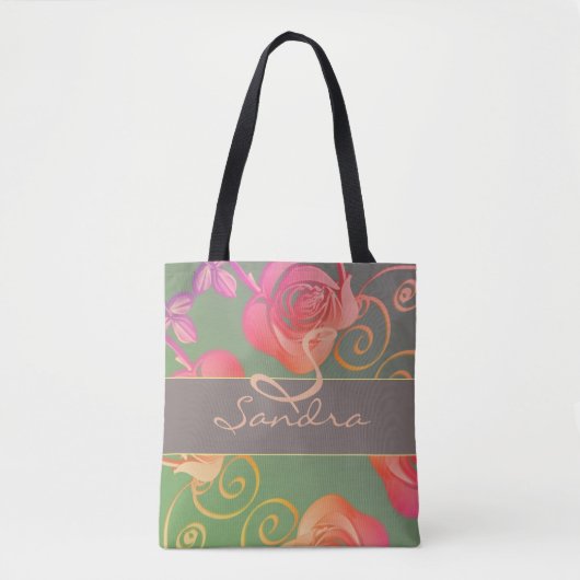 Tote Bag Monogramme Rose romantique (Devant)