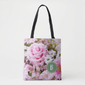 Tote Bag Monogramme rose rose tendance (Devant)