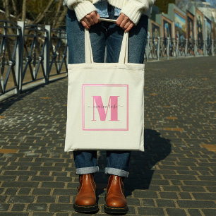 Tote Bag Monogramme rose simple minimaliste joli personnali