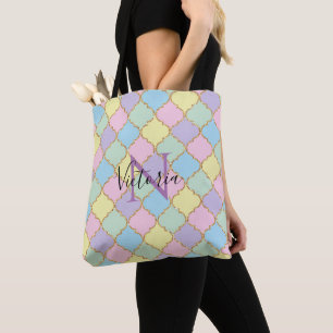 Tote Bag Monogramme rose violet Couleurs or Parties scintil