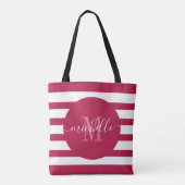 Tote Bag Monogramme rouge Bourgogne Script Elegant Moderne  (Dos)