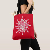 Tote Bag Monogramme rouge de Noël G-Clef Snowflake (De près)