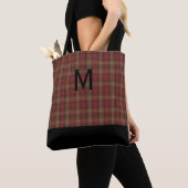 Tote Bag Monogramme rouge de plaid (De près)