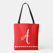 Tote Bag Monogramme rouge et blanc initial (Dos)