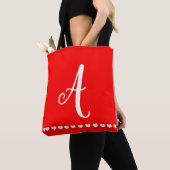 Tote Bag Monogramme rouge et blanc initial (De près)