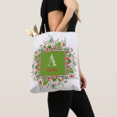 Tote Bag Monogramme Rouge Noël élégante (De près)
