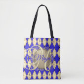 Tote Bag Monogramme Royal Blue et Gold Glam (Devant)