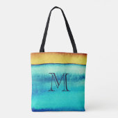 Tote Bag Monogramme rustique bleu et or (Dos)