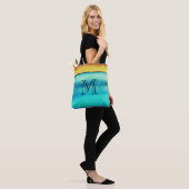 Tote Bag Monogramme rustique bleu et or (Sur le modèle)