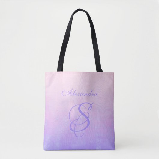 Tote Bag Monogramme rustique bleu rose pâle (Devant)