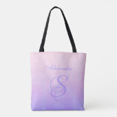 Tote Bag Monogramme rustique bleu rose pâle (Dos)