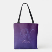 Tote Bag Monogramme rustique élégant bleu violet (Dos)