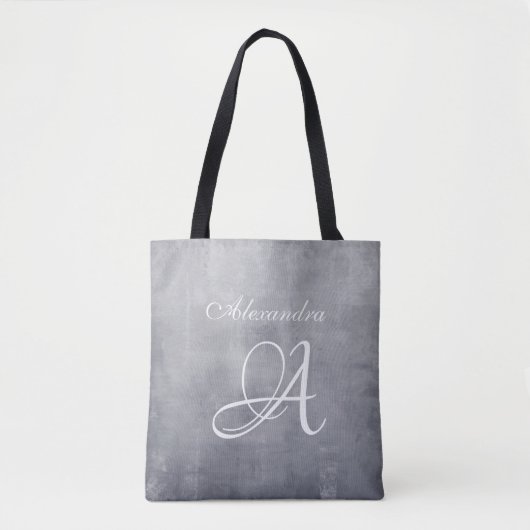 Tote Bag Monogramme rustique élégant gris (Devant)