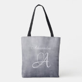 Tote Bag Monogramme rustique élégant gris (Dos)
