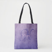 Tote Bag Monogramme rustique élégant gris violet bleu (Devant)