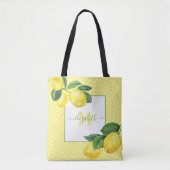 Tote Bag Monogramme rustique pays citron aquarelle pois (Devant)