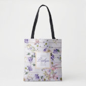 Tote Bag Monogramme rustique romantique en bois de grange à (Devant)