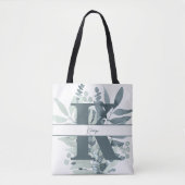 Tote Bag Monogramme Sage initial Vert Aquarelle Verdure (Devant)