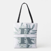 Tote Bag Monogramme Sage initial Vert Aquarelle Verdure (Dos)