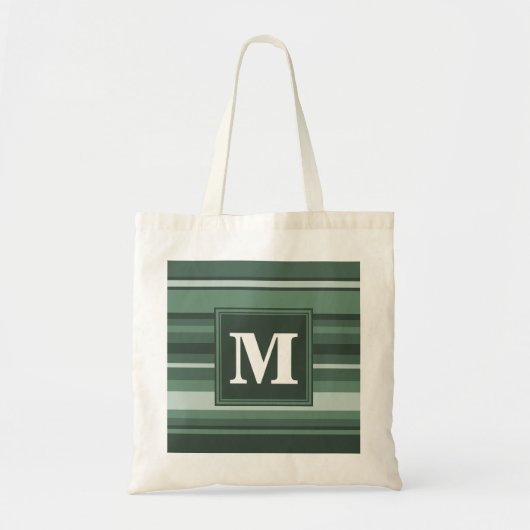 Tote Bag Monogramme sauge bandes vertes (Devant)