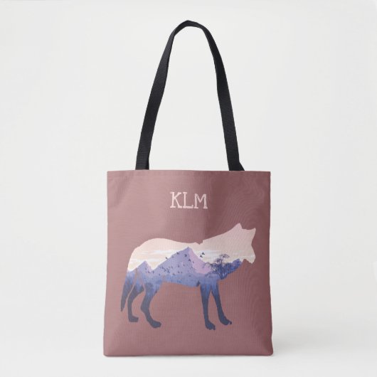 Tote Bag Monogramme silhouette du loup sauvage (Devant)