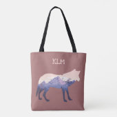 Tote Bag Monogramme silhouette du loup sauvage (Dos)