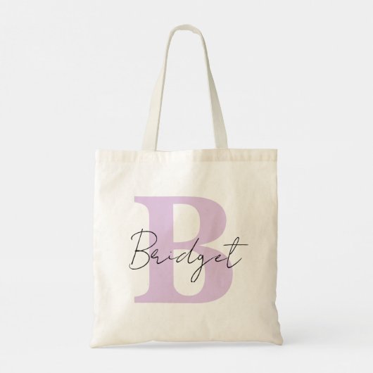 Tote Bag Monogramme simple et nom Calligraphie moderne (Dos)