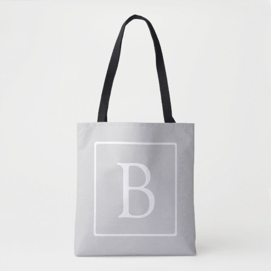 Tote Bag Monogramme simple gris clair (Devant)