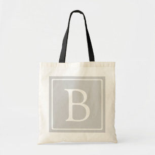 Tote Bag Monogramme simple gris clair