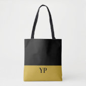 Tote Bag Monogramme simple noir et or (Devant)