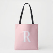 Tote Bag Monogramme simple rose moderne (Devant)