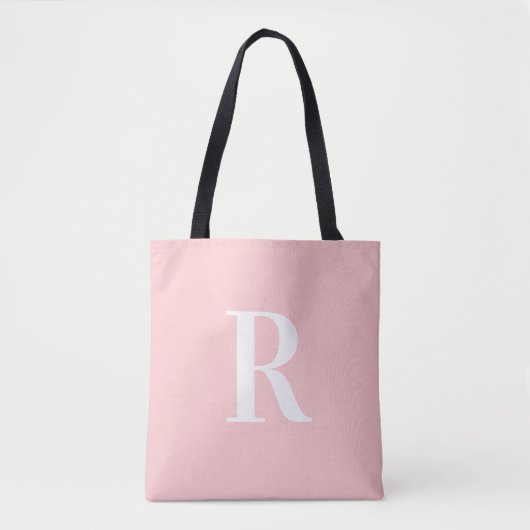 Tote Bag Monogramme simple rose moderne (Devant)