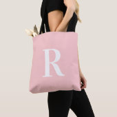 Tote Bag Monogramme simple rose moderne (De près)