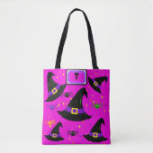 Tote Bag Monogramme Sorcières roses Casquettes d'Halloween (Devant)